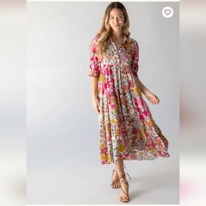 Natural Life Rebecca Midi Dress Vintage Floral